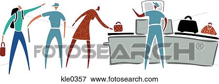 Stock Illustration - Travelers having their luggage x-rayed. Fotosearch