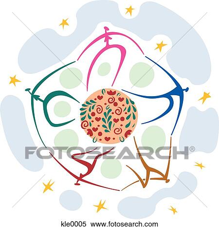 人々の保有物手 世界 中 イラスト Kle0005 Fotosearch