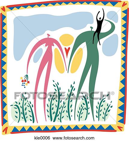 Stock Illustration - A family enjoying the outdoors. Fotosearch