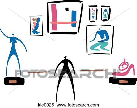A man in an art gallery with paintings and sculptures View Large Illustration Stock Illustration - A man in an art gallery with paintings and sculptures. Fotosearch