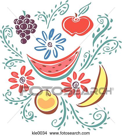 Stock Illustration - Fruit and flowers. Fotosearch