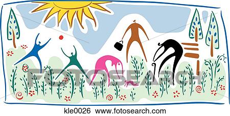 Stock Illustration - People of different ages enjoying nature. Fotosearch