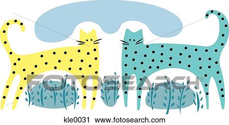 Two different colored spotted cats View Large Illustration Clip Art - Two different colored spotted cats. Fotosearch