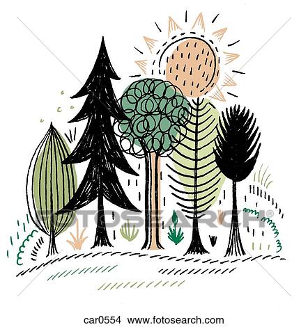 A variety of trees under the sun View Large Illustration Stock Illustration - A variety of trees under the sun. Fotosearch