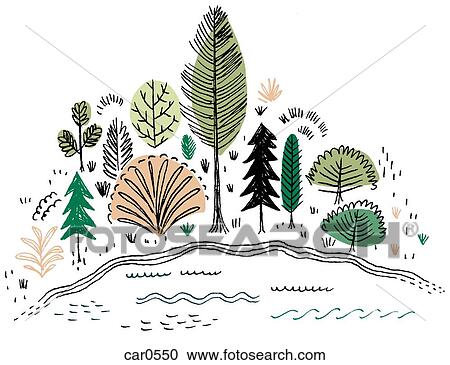Trees by the lakeside View Large Illustration Clipart - Trees by the lakeside. Fotosearch
