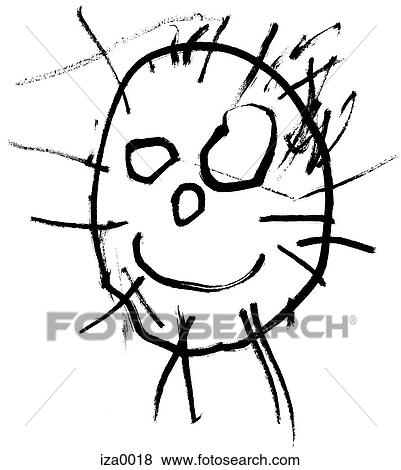 A black and white childlike drawing of a smiling sun View Large Illustration Stock Illustration - A black and white childlike drawing of a smiling sun. Fotosearch