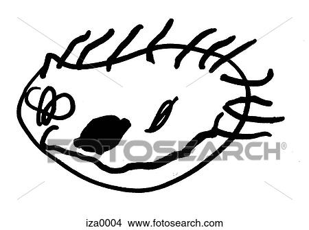 Stock Illustration - A black and white naive drawing of a human face. Fotosearch