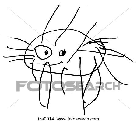 Stock Illustration - A black and white naive drawing of a crab. Fotosearch