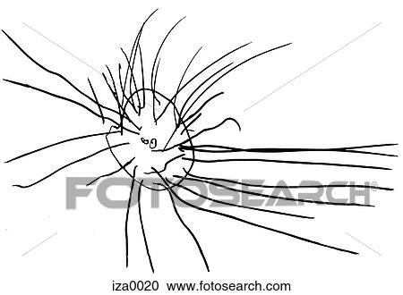 Clipart - A black and white naive drawing of an angry sun. Fotosearch