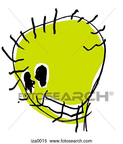 A childlike drawing of a green monster View Large Illustration Stock Illustration - A childlike drawing of a green monster. Fotosearch