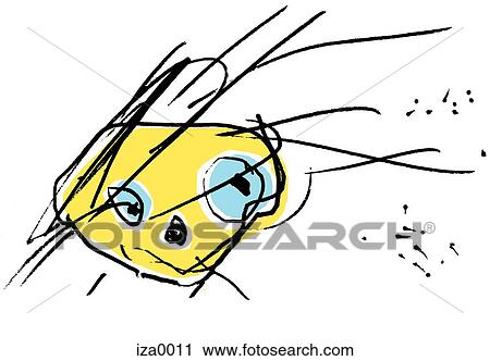 Clip Art - A childlike drawing of a human face with blowing hair. Fotosearch