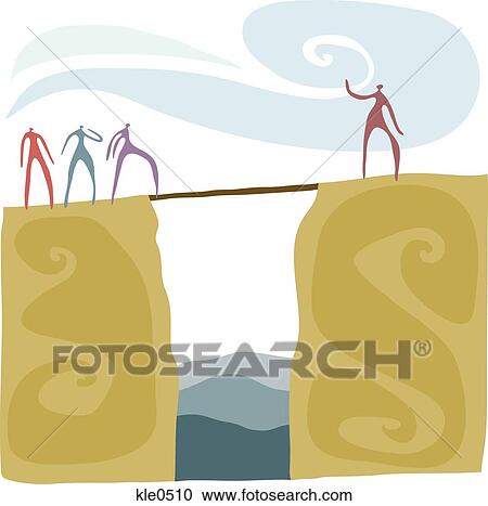 Clipart - A person bridging the gap for others to follow. Fotosearch