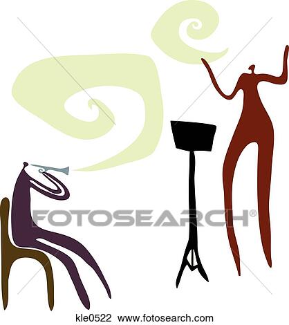Drawing - A person giving a one-on-one presentation to another person. Fotosearch