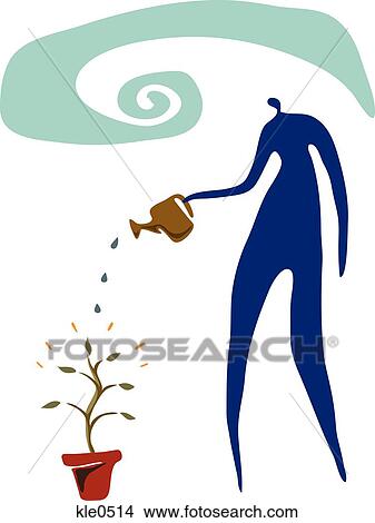 A person nurturing and water a small plant View Large Illustration Stock Illustration - A person nurturing and water a small plant. Fotosearch