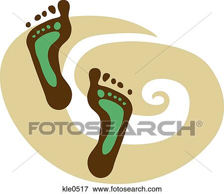 Stock Illustration - Footprints following in anothers footsteps. Fotosearch