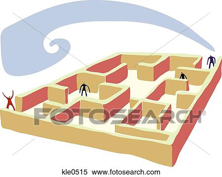 Stock Illustration - People making their way through a maze. Fotosearch