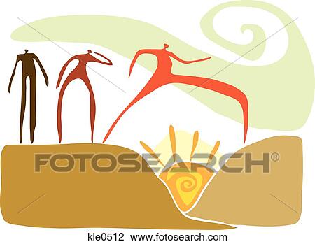 People taking a bold step across a valley View Large Illustration Drawing - People taking a bold step across a valley. Fotosearch
