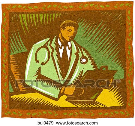 A doctor looking at his clipboard View Large Illustration Stock Illustration - A doctor looking at his clipboard. Fotosearch
