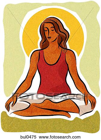 A woman meditating in the lotus position View Large Illustration Stock Illustration - A woman meditating in the lotus position. Fotosearch