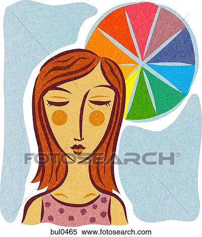 A woman receiving color therapy View Large Illustration Stock Illustration - A woman receiving color therapy. Fotosearch