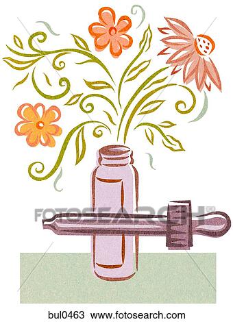 Drawing - Essence of flower tincture. Fotosearch