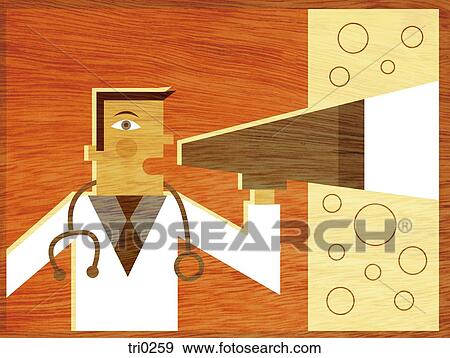 Stock Illustration - A doctor using a blowhorn. Fotosearch