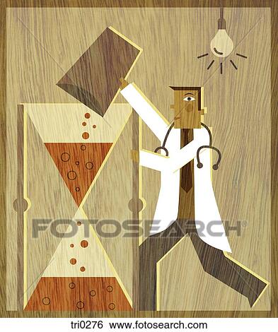 Stock Illustration - A physician pouring more sand into an hourglass. Fotosearch