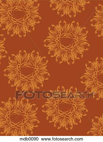 Fancy orange flowers on a brown background View Large Illustration Clipart - Fancy orange flowers on a brown background. Fotosearch
