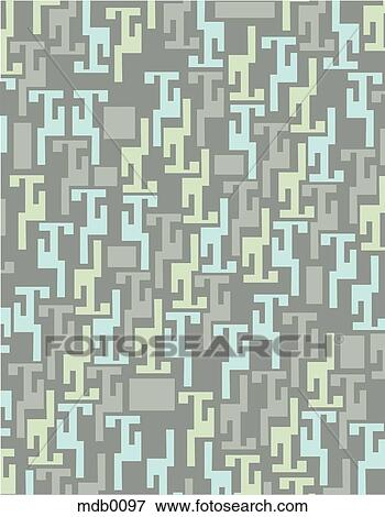 Stock Illustration - Green and blue geometric pattern on a gray green background. Fotosearch