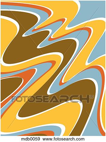 Orange Blue And Brown Wavy Patterns Stock Illustration Mdb0059