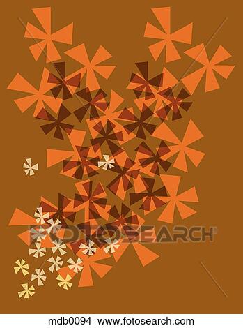 Stock Illustration - Orange flower burst pattern on a brown background. Fotosearch