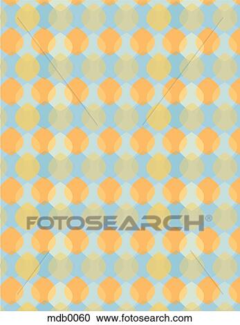 Clipart - Orange retro leaf shapes on a blue background. Fotosearch