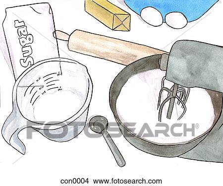 Still life of a bakers tools View Large Illustration Stock Illustration - Still life of a bakers tools. Fotosearch