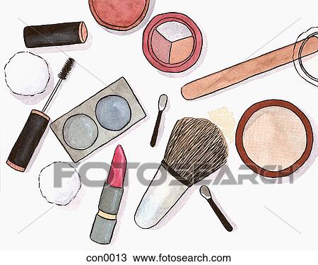 Still life of a make up artists tools View Large Illustration Drawing - Still life of a make up artists tools. Fotosearch