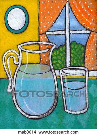 A pitcher and glass of water View Large Illustration Stock Illustration - A pitcher and glass of water. Fotosearch