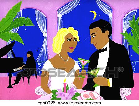 A couple having a romantic dinner with a pianist playing behind them View Large Illustration Stock Illustration - A couple having a romantic dinner with a pianist playing behind them. Fotosearch