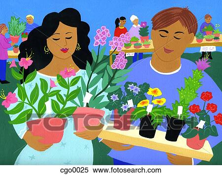 Stock Illustration - A plant sale. Fotosearch