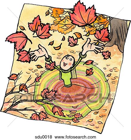 A woman throwing autumn leaves into the air View Large Illustration Stock Illustration - A woman throwing autumn leaves into the air. Fotosearch
