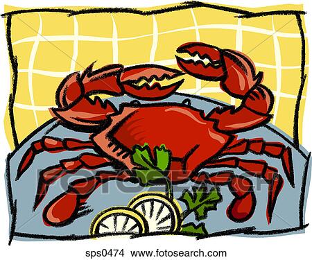 Stock Illustration - A dish of crab. Fotosearch