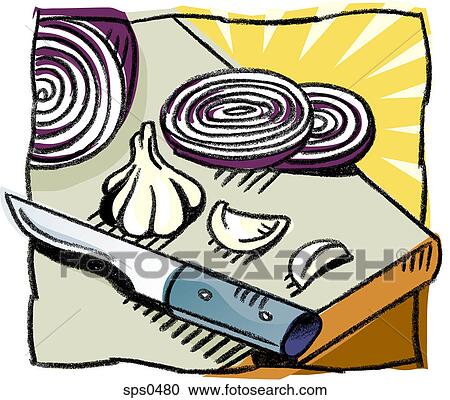 A drawing of onions and garlic View Large Illustration Clipart - A drawing of onions and garlic. Fotosearch
