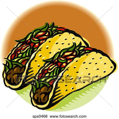 A drawing of two tacos View Large Illustration Stock Illustration - A drawing of two tacos. Fotosearch