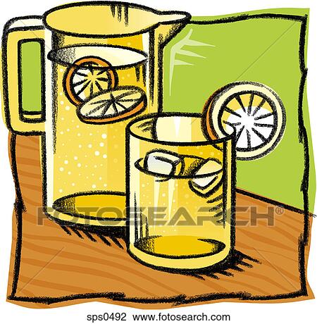 A drwaing of a pitcher of lemonade View Large Illustration Drawing - A drwaing of a pitcher of lemonade. Fotosearch