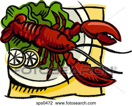 A lobster dish View Large Illustration Drawing - A lobster dish. Fotosearch
