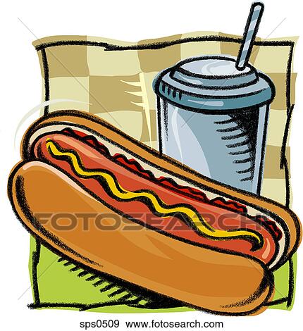 A picture of a hotdog and a cup of soda View Large Illustration Stock Illustration - A picture of a hotdog and a cup of soda. Fotosearch