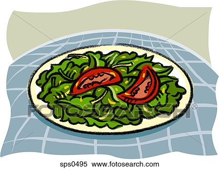 Stock Illustration - A plate of salad. Fotosearch