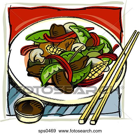 An Asian stir fry dish Stock Illustration | sps0469 | Fotosearch