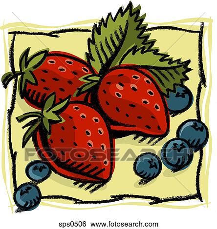 An illustration of fresh strawberries and blueberries View Large Illustration Stock Illustration - An illustration of fresh strawberries and blueberries. Fotosearch