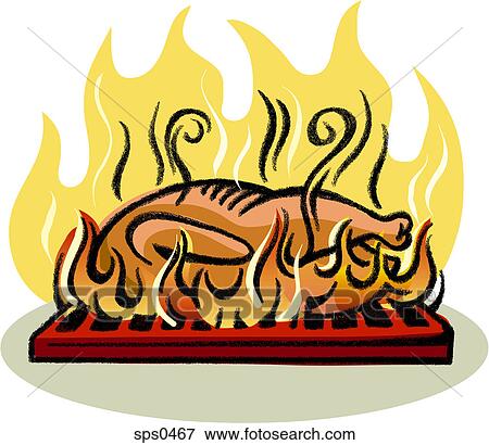Stock Illustration - An illustration of roasting chicken. Fotosearch