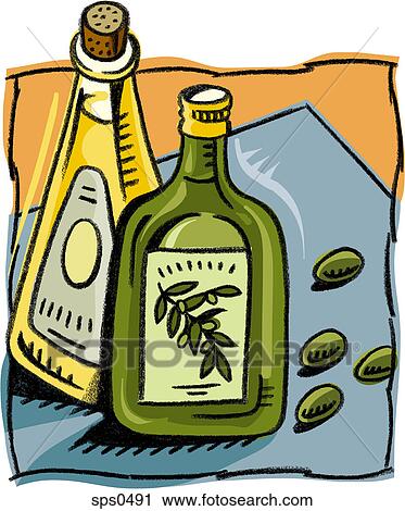 An illustration of two bottles of cooking oil View Large Illustration Clip Art - An illustration of two bottles of cooking oil. Fotosearch