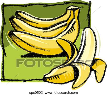 Drawing - An illustration ofa peeled banana. Fotosearch
